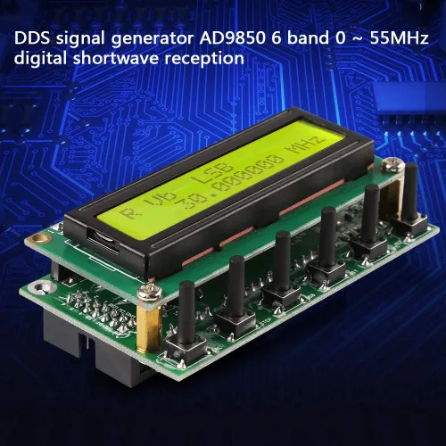 Miniatura 7 de Walfront Kit receptor de radioaficionado de onda corta digital AD9850 Placa de módulo con pantalla LCD generador DDS 6 bandas 0 ~ 55MHz