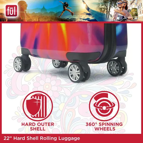 Miniatura 6 de FUL Equipaje rígido impreso con ruedas giratorias, Tie-Dye, Equipaje rígido impreso con ruedas giratorias