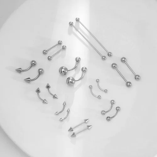 Miniatura 4 de Kit de piercings IPINK 14G-16G, acero quirúrgico arcoíris, piercings para el cuerpo, ombligo, lengua, ceja, pezón, labio, nariz, calibre Chi