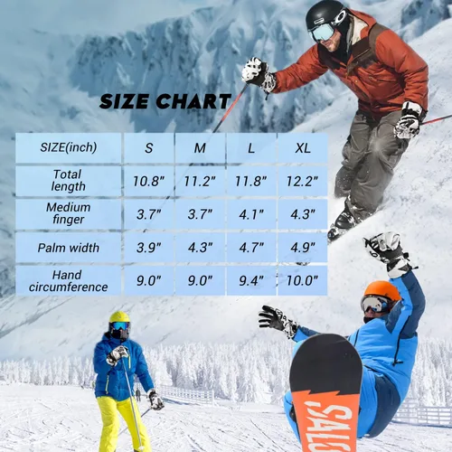 Miniatura 7 de ATERCEL Guantes de esquí para hombre y mujer, impermeables, 2022, guantes de nieve con pantalla táctil, guantes de snowboard para clima frío
