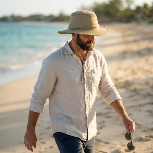 Miniatura 2 de Sombrero de ala ancha Cimarron Safari para mujeres y hombres – UPF 50+ sombrero de pesca al aire libre sombrero de protección solar para Masilla