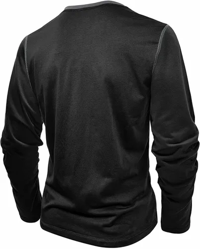 Miniatura 4 de Henley Shirt for Men, Long Sleeve Casual Button Placket, Classic Lightweight Cotton Pullover Basic Tee Tops