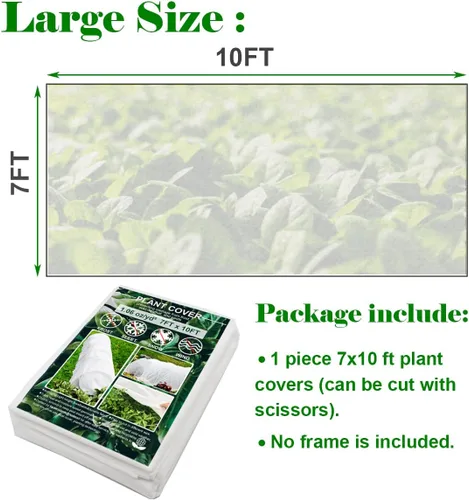 Miniatura 7 de Cubiertas para plantas, protección contra la congelación, cubierta antiescarcha, 7 x 10 pies, reutilizable, rectangular, protección contra heladas