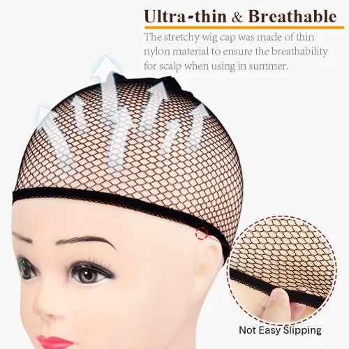 Miniatura 4 de MORGLES 6 gorras de peluca antideslizantes, de malla negra, para mujeres y hombres, red de cabello tejido de malla cerrada Negro