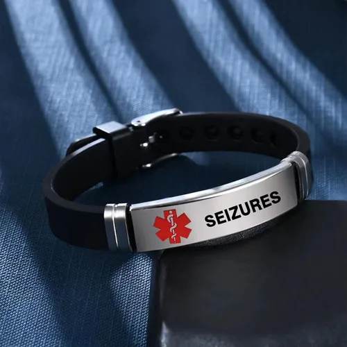 Miniatura 4 de TGLS Pulsera de identificación de alerta médica roja para mujeres y hombres de emergencia de primeros auxilios de alerta sanitaria grabada con láser