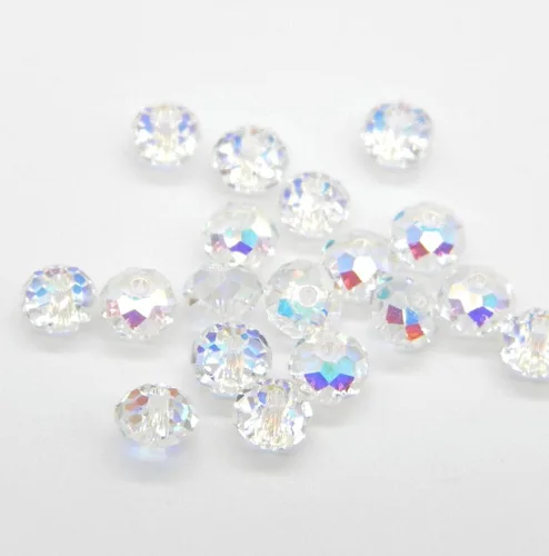 Miniatura 3 de 100 piezas Adabele cuentas austriacas de 6 mm con facetas sueltas de cristal rondelle transparente AB, compatibles con cristales Swarovski 5040