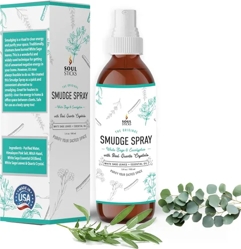 Miniatura 14 de SOUL STICKS Spray de Palo Santo y Sándalo para Limpieza y Energía Negativa Spray de Palo Santo 3.5oz con Cristales de Cuarzo Reales Spray