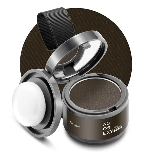 Miniatura 2 de Acosexy Polvo para cubrir las raíces del cabello y la barba, color marrón oscuro para cejas de mujer, cobertura de cabello gris para hombres, puntos