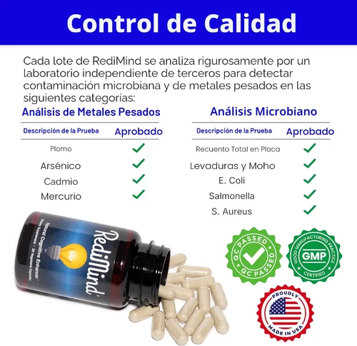 Miniatura 7 de RediMind - Suplemento Natural para Mejora Cognitiva en Cápsula - Sin GMO, Vegano, Sin Gluten