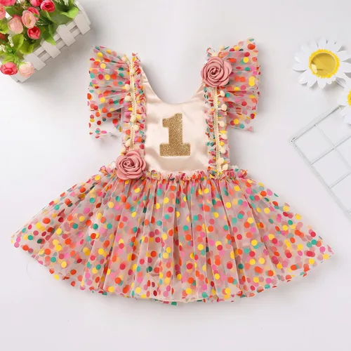 Miniatura 2 de Vestido de princesa para el primer cumpleaños de niña pequeña, vestido vintage de margaritas florales para tartas y sesión de fotos
