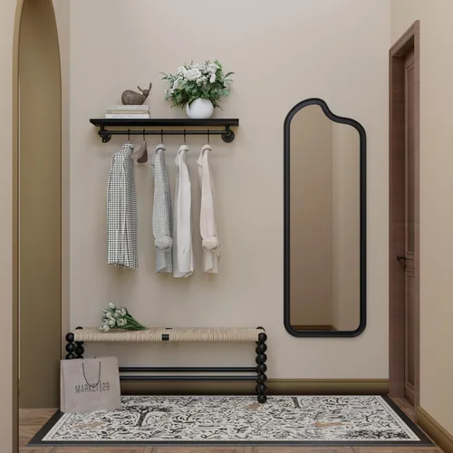 Miniatura 6 de Perchero negro de 36 pulgadas, perchero montado en la pared con estante de madera real negra, perchero colgante resistente, barra para colgar
