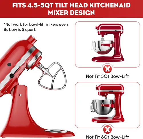 Miniatura 3 de Accesorio de Paleta de Acero Inoxidable para Batidora de Pie KitchenAid, Compatible con Tazones de Batidora de Pie Inclinable de 4.5-5 Cuartos