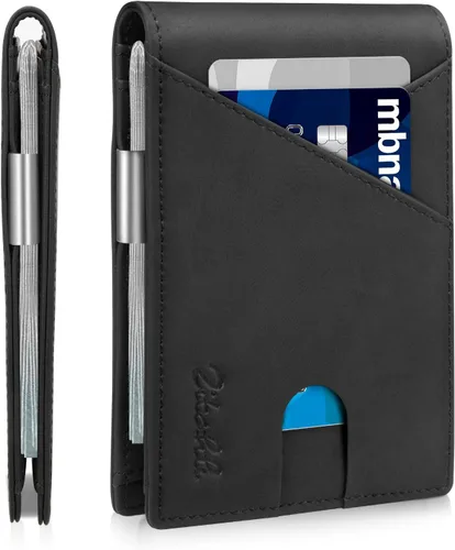 Miniatura 24 de Zitahli - Billeteras delgadas RFID para hombres, billetera de cuero flexible con clip de dinero, cartera minimalista con bolsillo frontal