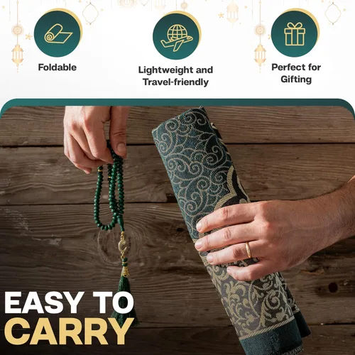 Miniatura 6 de Alfombra de oración musulmana con cuentas de oración islámica, tapete de oración de viaje, regalos islámicos para mujeres, oración portátil, islam