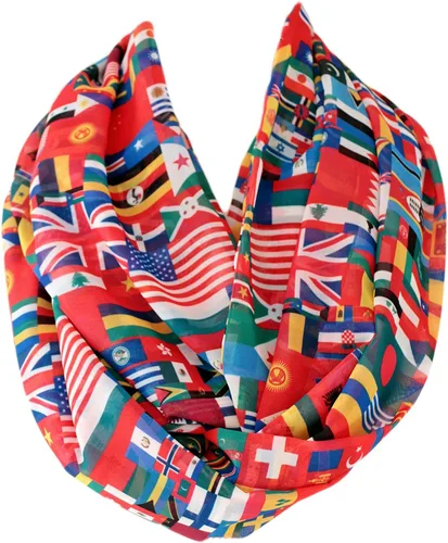 Miniatura 2 de Etwoa's World Flags Infinity Bufanda Circular Bufanda Bucle, Rojo