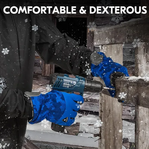 Miniatura 5 de Vgo... Winter Work Gloves for Men,Cold Weather Waterproof Gloves,Freezer Use,Cow Leather,Touchscreen(CA9790FW)