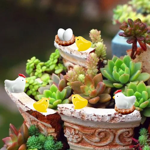 Miniatura 6 de Hiawbon Mini gallinero de madera retro en miniatura para pollo, gallinero, pollo, huevo, adorno de nido de pollo, micro paisaje, decoración