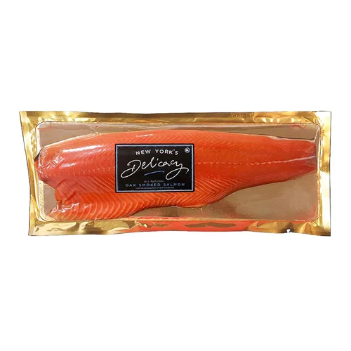 New York's Delicacy Salmón ahumado Nova – 2.0 libras (1 filete) – Precortado, totalmente recortado, sin piel, Kosher, sin gluten, alto en Omega 3,