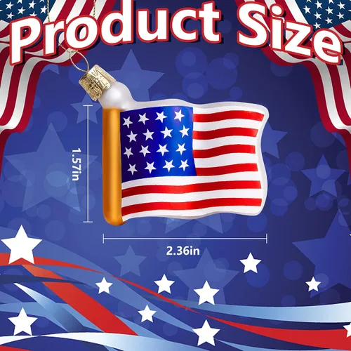 Miniatura 2 de Watayo 8 piezas de adornos de vidrio con bandera americana, adornos de bandera de vidrio soplado patriótico, banderas de EE. UU. del 4 de julio
