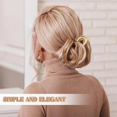 Miniatura 7 de 2 horquillas francesas para mujer, pinzas de metal en forma de U de 5.5 pulgadas para moños, torsión francesa y recogidos, accesorios