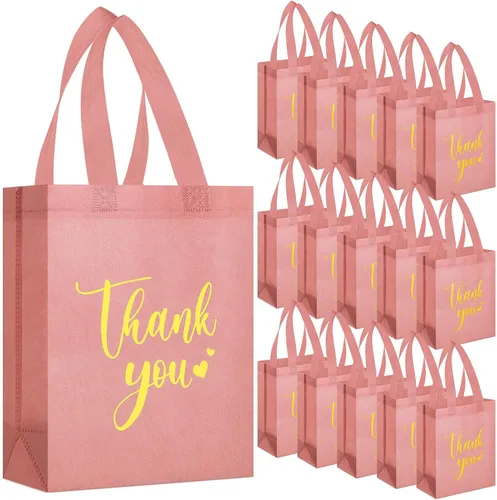 Sweetude 30 Piezas Bolsas de Regalo de Agradecimiento con Asas a Granel Bolsa de Dulces Reutilizable No Tejida Plegable Bolso de Mano para Regalos
