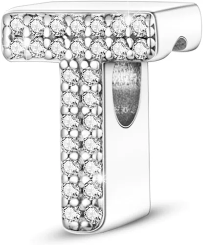 Miniatura 91 de PARCOM Dijes de letras compatibles con pulseras Pandora de plata esterlina S925 con iniciales para pulseras del alfabeto A-Z, cuentas de letras