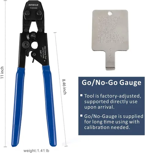 Miniatura 2 de EFIELD Herramienta de pinza de crimpado Pex para 3/8 pulgadas con calibre Go/No-Go - Abrazaderas de acero inoxidable de 1 pulgada cumplen