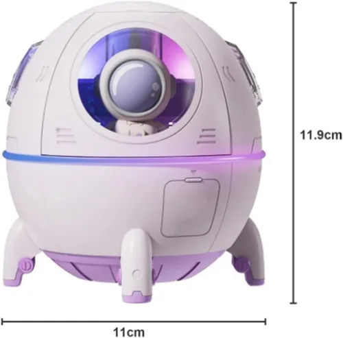 Miniatura 2 de Humidificadores de niebla fría, mini humidificador USB, lindo humidificador en forma de nave espacial, humidificador portátil de luz ambiental