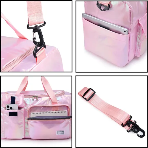 Miniatura 90 de Pequeña bolsa de gimnasio para mujer, bolsa de viaje con compartimento para zapatos