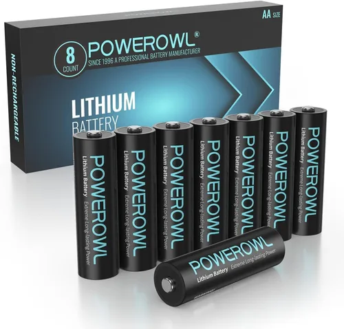 Baterías de litio POWEROWL AA de alta capacidad de larga duración, batería doble A de 1.5V para dispositivos de alta tecnología - Paquete de 8