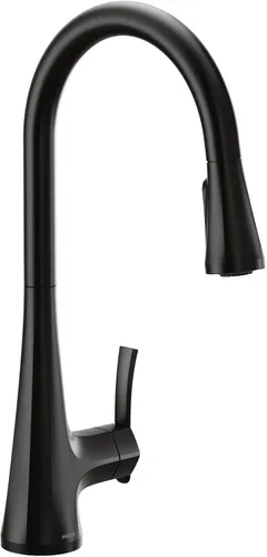 Miniatura 6 de Moen Sinema S7235BL - Grifo de cocina desplegable negro mate con refuerzo de potencia y reflejo, grifo de cocina moderno de arco alto, fácil