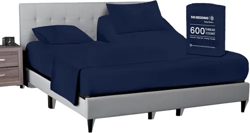 Miniatura 20 de SGI bedding Juego de sábanas King de 36 pulgadas, 100 % algodón egipcio, sábanas ajustables de 600 hilos, juego de sábanas ajustables de 4 piezas