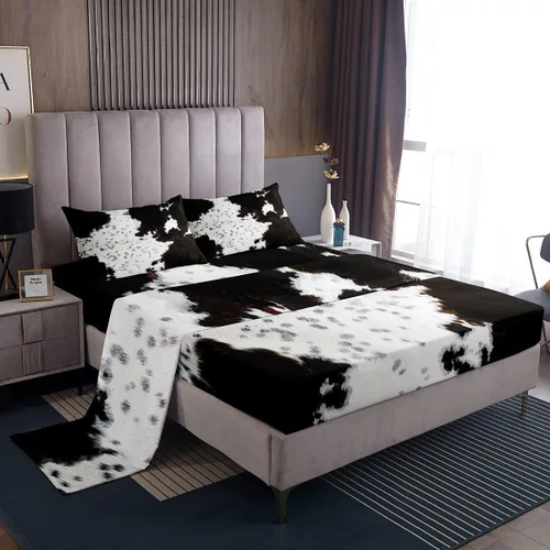 Miniatura 28 de Manfei Juego de sábanas de acuarela floral tamaño individual, juego de ropa de cama con flores botánicas, juego de sábanas de dibujos animados