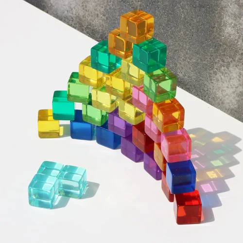 Miniatura 4 de Candywood Bloques de cubos de gemas de acrílico arcoíris para niños, educativos, juguetes de cristal para aprendizaje de bebé, juguetes apilables