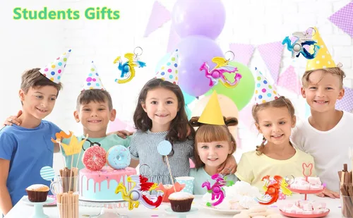 Miniatura 4 de Paquete de 100 paquetes de mochila de animales de dragones a granel, mini llavero de arco iris, llavero para niños, aula, estudiantes, regalos