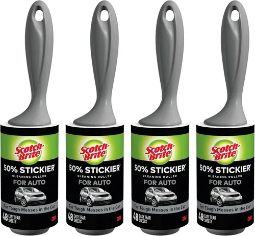 Scotch-Brite Rodillo de pelusa automático 50% más adhesivo, 4 rodillos, 48 hojas por rodillo (192 hojas en total)