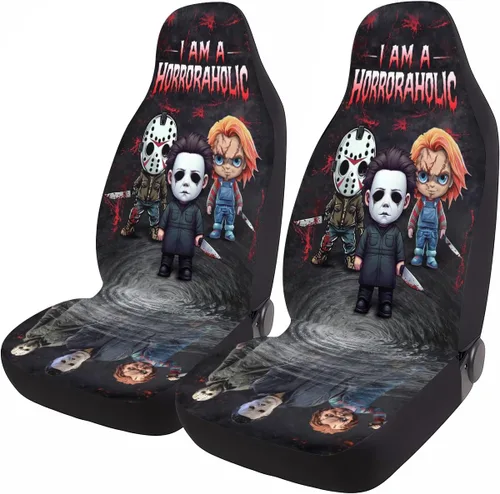Miniatura 64 de GENANY Horror Nightmare Skellington - 2 fundas de asiento delantero para automóvil, camión, SUV, regalos de Navidad, funda de asiento de cubo