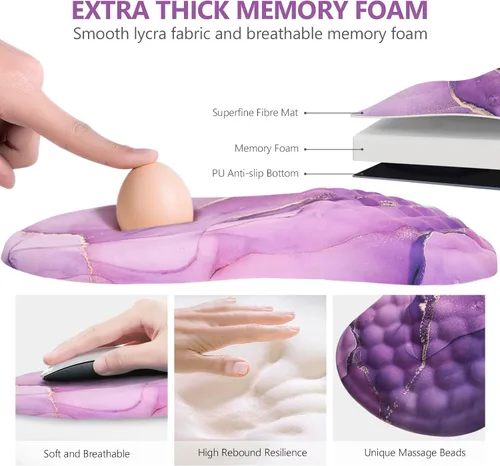 Miniatura 6 de Alfombrilla de mouse ergonómica con reposamuñecas, cómoda alfombrilla de mouse para computadora portátil para aliviar el dolor con base de Mármol