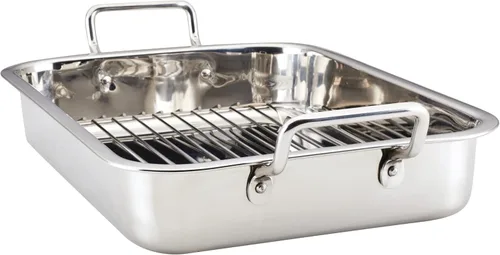Miniatura 9 de Farberware Classic Traditions - Asador/sartén para asar de acero inoxidable con estante, 17" x 12.25