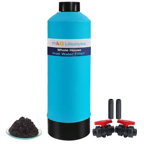 H&G Lifestyles Sistema de filtro de agua para toda la casa, filtro de agua de hierro y manganeso para agua de pozo y agua de la ciudad, reduce el