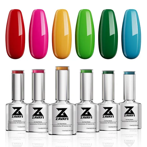 Juego de esmaltes de uñas de gel de 6 colores, kit de uñas de gel no tóxico para luz UV/LED, larga duración y fácil de aplicar, uso en salón y hogar