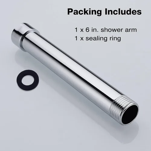 Miniatura 6 de Extensión de brazo de ducha cromado, extensor de montaje de brazo de 6 pulgadas para cabezal de ducha superior, tubo extensor de hembra a macho