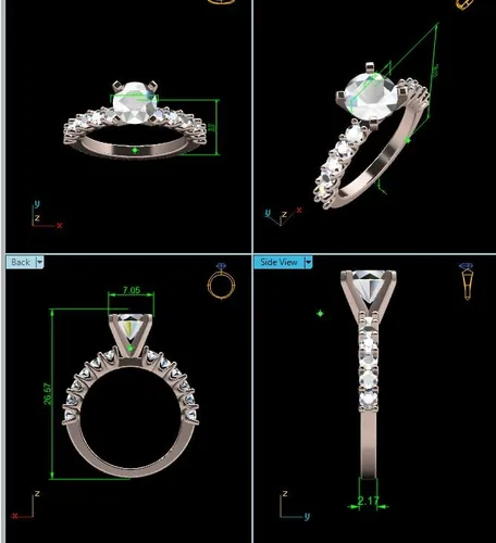 Miniatura 4 de Anillo de compromiso de 0.50 a 3.0 quilates de corte redondo creado en laboratorio con anillo de diamante redondo con acento de diamantes redondos