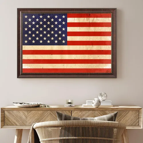 Miniatura 2 de DECORARTS - Arte de pared enmarcado con bandera de los Estados Unidos. Impresiones giclée en lienzo para decoración de pared. Total