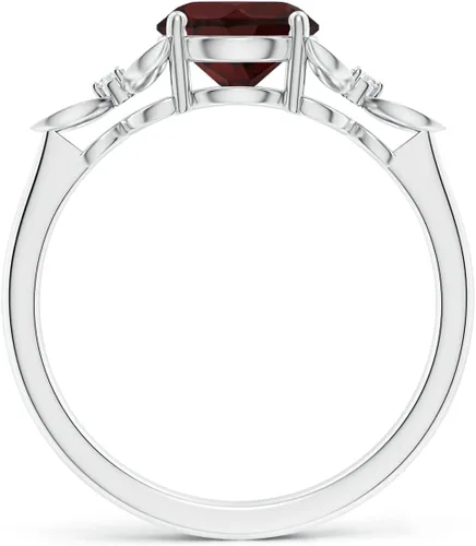 Miniatura 2 de ANGARA Anillo solitario de granate natural para mujeres, niñas en oro macizo de 14 quilates, plata de ley, regalo de joyería de piedra natal