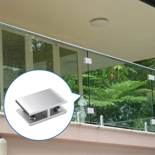 Miniatura 5 de INCREWAY Abrazadera de vidrio, paquete de 4 soportes ajustables de aleación de aluminio de doble cara para estante de vidrio, soporte de abrazadera