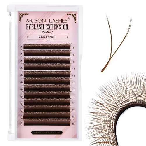 Miniatura 35 de Arison Lashes Extensión de pestañas en forma de W 5D, abanicos prefabricados de volumen suave natural, abanicos de imitación de visón negro mate, 12