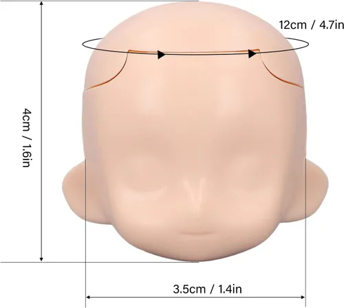 Miniatura 2 de Cabeza de muñeca en blanco, cabeza de muñeca articulada de silicona de repuesto, exquisita para muñeca articulada de bola de 1/12 (blanco normal)