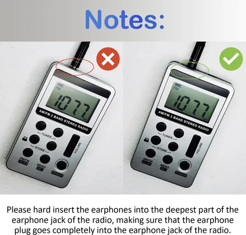 Miniatura 8 de Radio AM FM portátil con pantalla LCD de sintonización digital, radio de bolsillo recargable SWDSTP con auriculares estéreo y clip de cinturón