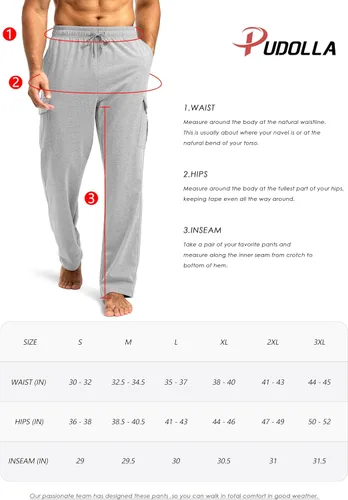 Miniatura 7 de Pudolla Pantalones deportivos de algodón para hombre con bolsillos tipo cargo, parte inferior abierta, pantalones de yoga para hombre, pantalones